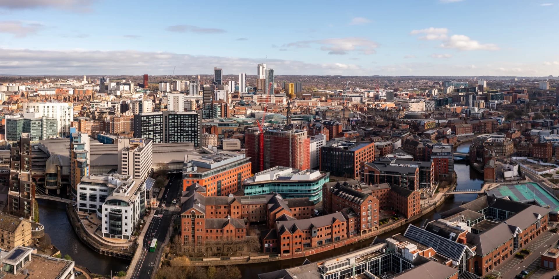 Leeds city aerial view